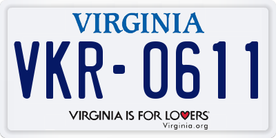 VA license plate VKR0611