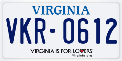 VA license plate VKR0612