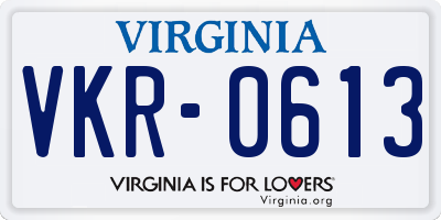 VA license plate VKR0613