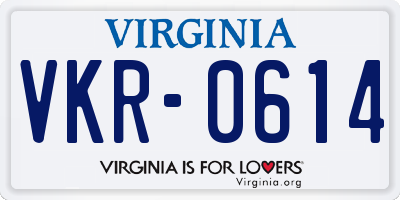 VA license plate VKR0614
