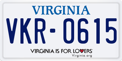 VA license plate VKR0615