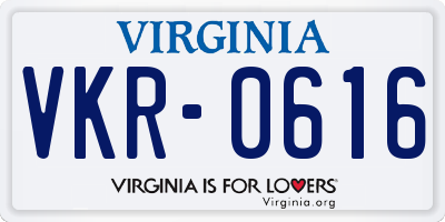 VA license plate VKR0616