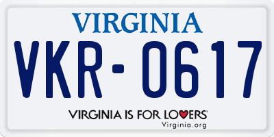 VA license plate VKR0617