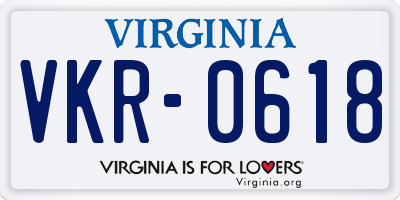 VA license plate VKR0618