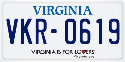 VA license plate VKR0619