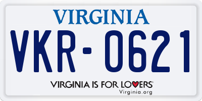 VA license plate VKR0621