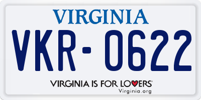 VA license plate VKR0622