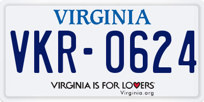 VA license plate VKR0624