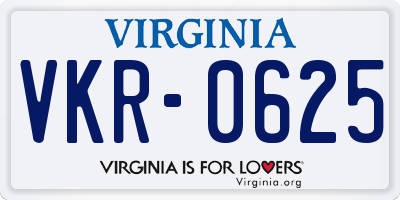 VA license plate VKR0625