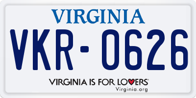 VA license plate VKR0626