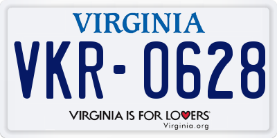VA license plate VKR0628