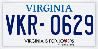 VA license plate VKR0629