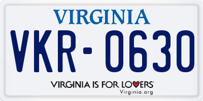 VA license plate VKR0630