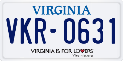 VA license plate VKR0631
