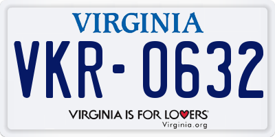 VA license plate VKR0632