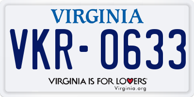 VA license plate VKR0633