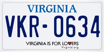 VA license plate VKR0634