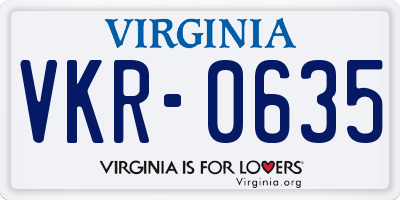 VA license plate VKR0635