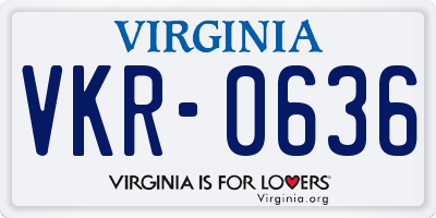 VA license plate VKR0636
