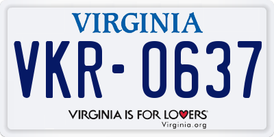 VA license plate VKR0637