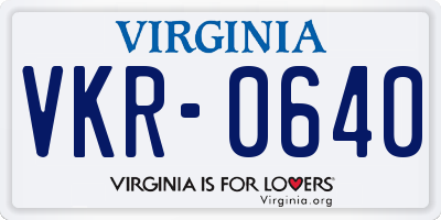 VA license plate VKR0640