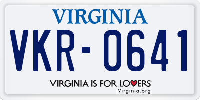 VA license plate VKR0641