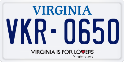 VA license plate VKR0650
