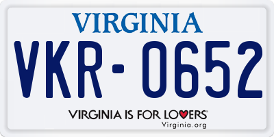 VA license plate VKR0652