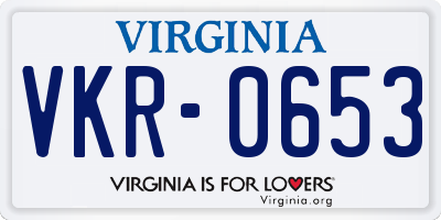VA license plate VKR0653
