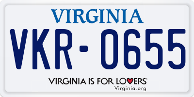 VA license plate VKR0655