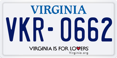 VA license plate VKR0662