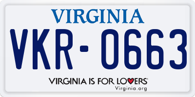 VA license plate VKR0663