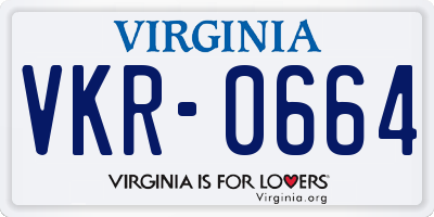 VA license plate VKR0664