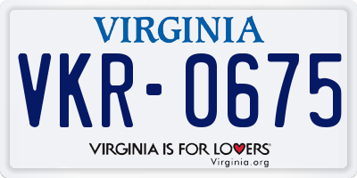 VA license plate VKR0675
