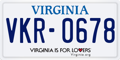 VA license plate VKR0678