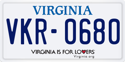 VA license plate VKR0680