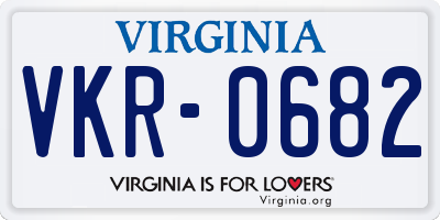 VA license plate VKR0682
