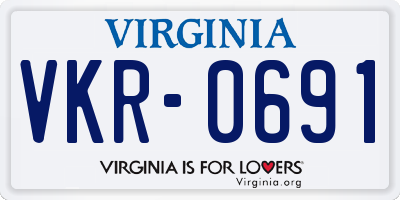 VA license plate VKR0691