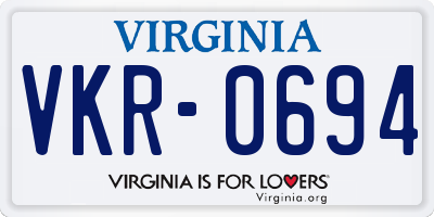 VA license plate VKR0694