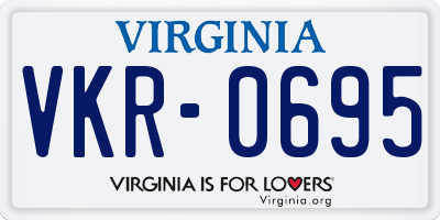 VA license plate VKR0695