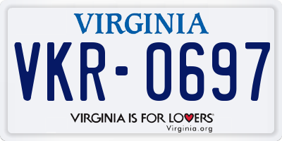 VA license plate VKR0697