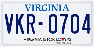 VA license plate VKR0704