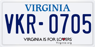 VA license plate VKR0705