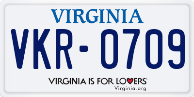 VA license plate VKR0709