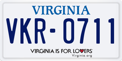VA license plate VKR0711