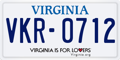 VA license plate VKR0712
