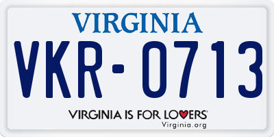 VA license plate VKR0713