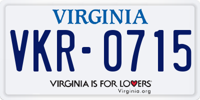 VA license plate VKR0715