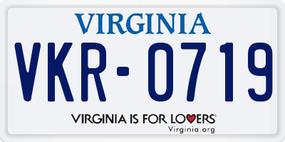 VA license plate VKR0719
