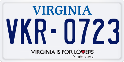 VA license plate VKR0723